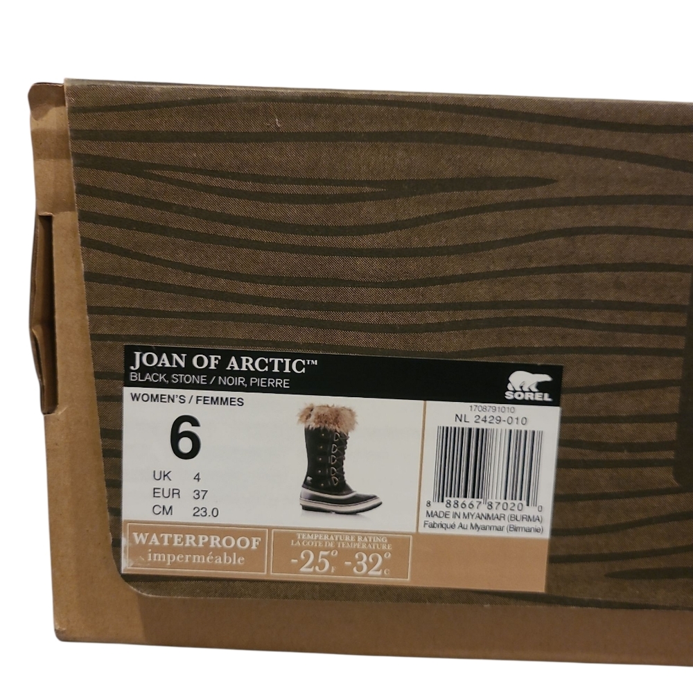 Women's Sorel Joan Of Arctic Waterproof Suede & Leather Boots Black Stone Size 6 - Picture 3 of 13